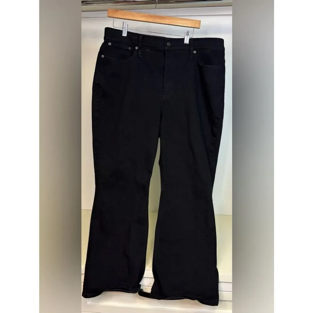J. Crew Highrise Flare Crop Black Jeans Sz 34